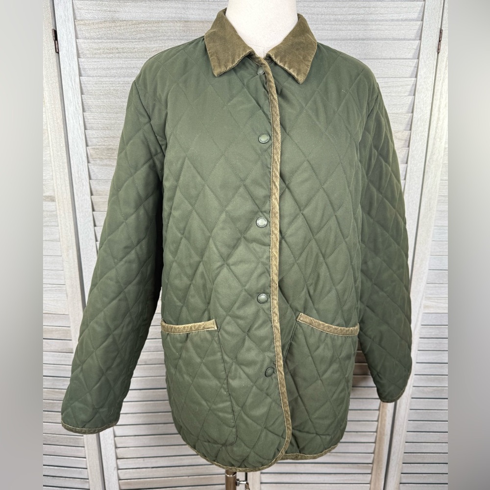 PENDLETON (Originals) Women's Vintage Quilted Barn Coat w Corduroy Trim Olive-M